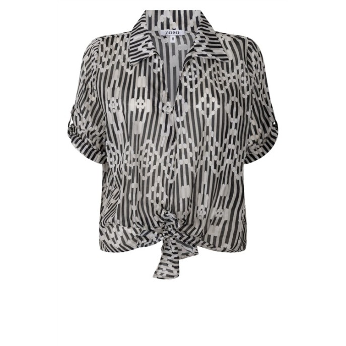 ZOSO Blouse Isa Zwart Zand Ecru ZOSO Blouse Isa Zwart Zand Ecru